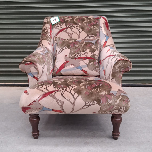 Osborn Armchair in Mulberry Flying Ducks Velvet - Ex Display
