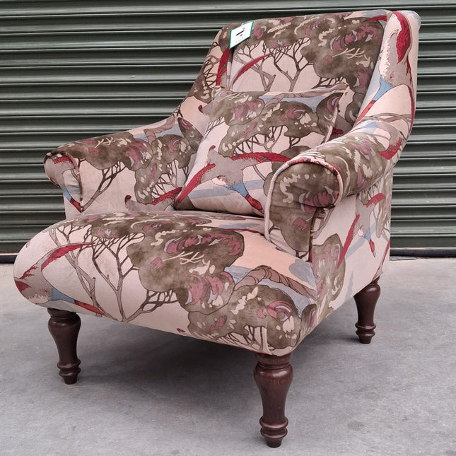 Osborn Armchair in Mulberry Flying Ducks Velvet - Ex Display