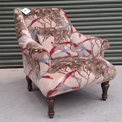 Osborn Armchair in Mulberry Flying Ducks Velvet - Ex Display