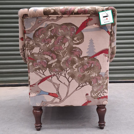 Osborn Armchair in Mulberry Flying Ducks Velvet - Ex Display