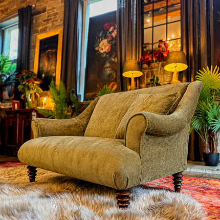 Osborn Snuggler Sofa in Derwent Olive Velvet