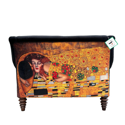 Osborn Snuggler Sofa in The Kiss Gustav Klimt & Plush Ebony Velvet
