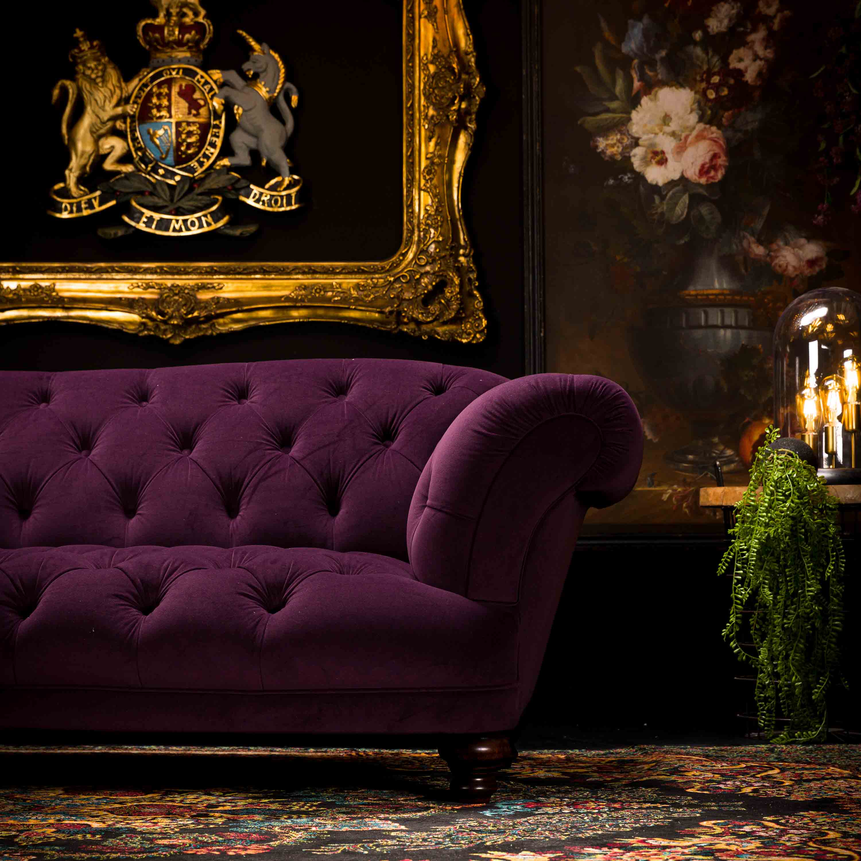 Sofa store purple velvet