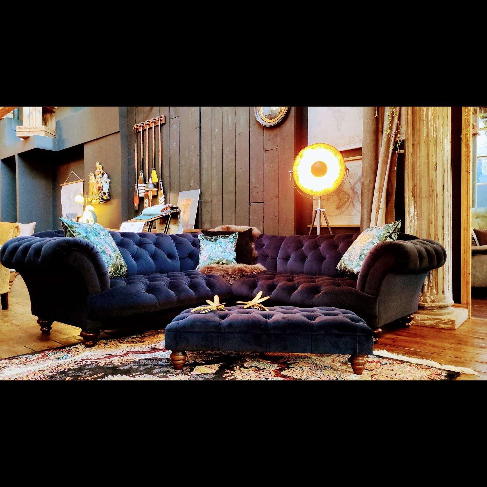 Blue suede deals corner sofa