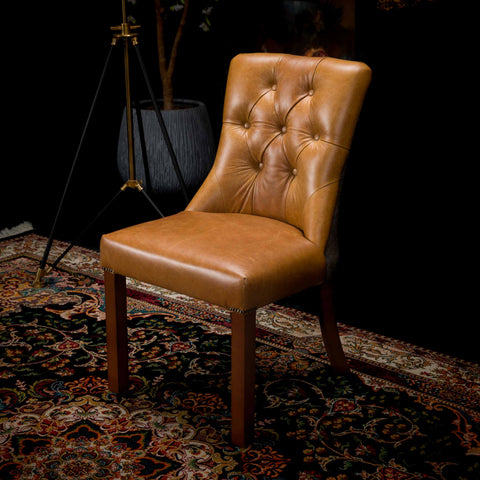 Oskar Dining Chair in Harris Tweed Grey & Tan Leather