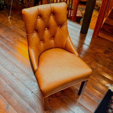 Oskar Dining Chair in Harris Tweed Grey & Tan Leather