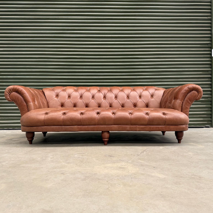 Oskar Italia Chesterfield 4 Seater Sofa in Saddle Leather - Factory Seconds