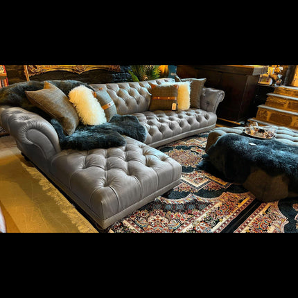 Oskar 3 Seater Left Hand Facing Chaise Chesterfield Sofa