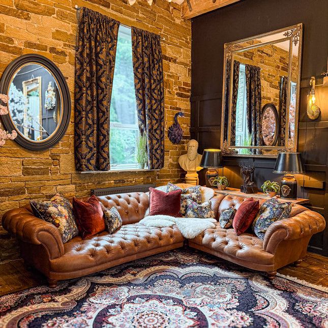 Oskar Chesterfield Left Hand Facing 3 Corner 2 in Amalfi Brandy Leather - Clearance