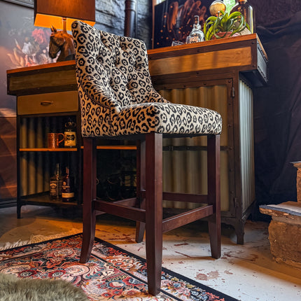 Oskar Bar Stool in Leopard Cream Velvet 