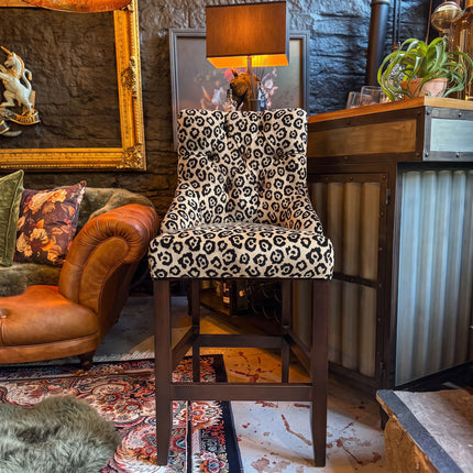 Oskar Bar Stool in Leopard Cream Velvet