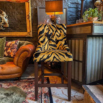 Oskar Bar Stool in Zebra Gold Velvet