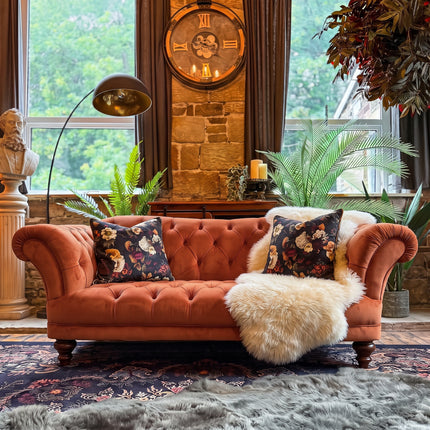 Oskar Chesterfield 3 Seater Sofa in Plush Marmalade Velvet
