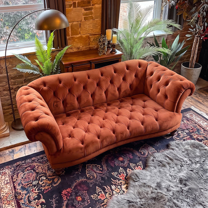 Oskar Chesterfield 3 Seater Sofa in Plush Marmalade Velvet