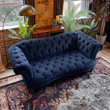 Oskar Chesterfield 3 Seater Sofa in Plush Navy Velvet