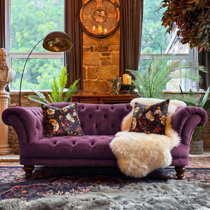 Oskar Chesterfield 3 Seater Sofa in Plush Plum Velvet