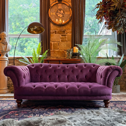Oskar Chesterfield 3 Seater Sofa in Plush Plum Velvet