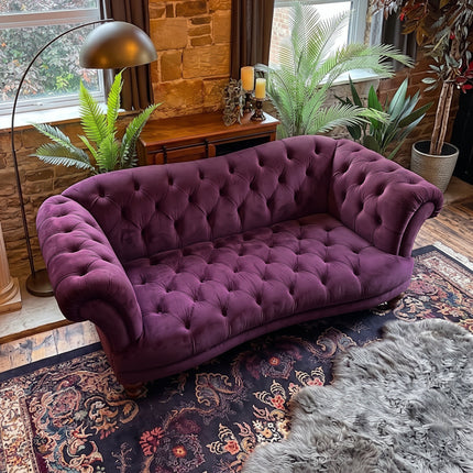 Oskar Chesterfield 3 Seater Sofa in Plush Plum Velvet