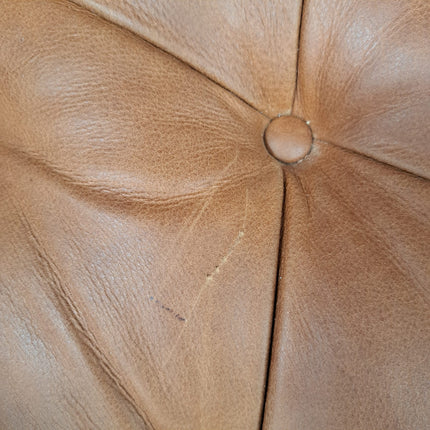 Oskar Chesterfield 4 Seater Sofa in Brown Leather - Ex Display