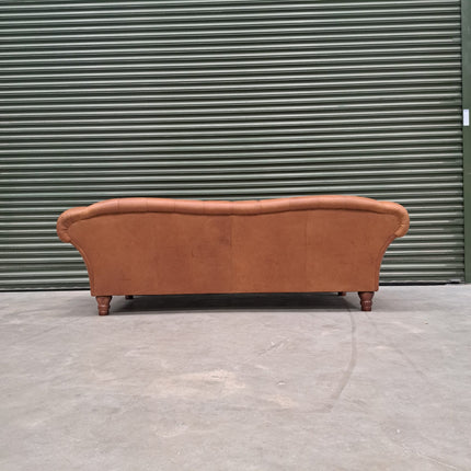 Oskar Chesterfield 4 Seater Sofa in Brown Leather - Ex Display