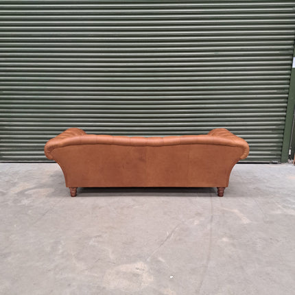 Oskar Chesterfield 4 Seater Sofa in Brown Leather - Ex Display