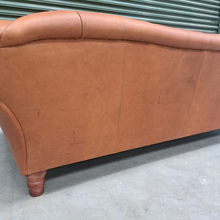 Oskar Chesterfield 4 Seater Sofa in Brown Leather - Ex Display