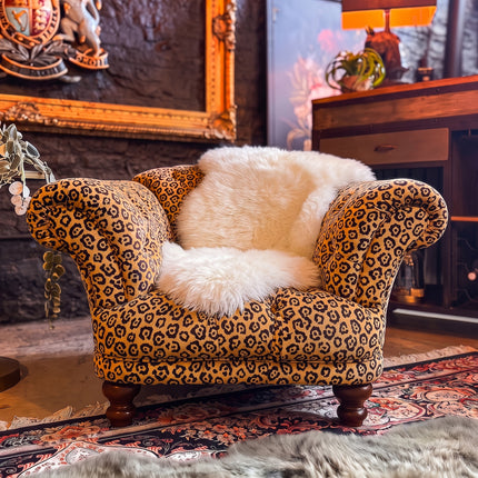 Oskar Chesterfield Armchair in Leopard Gold Velvet