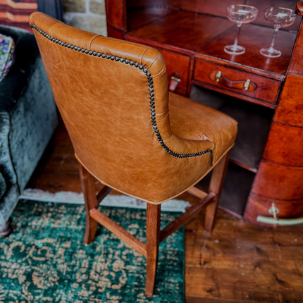 Oskar Chesterfield Bar Stool in Amalfi Brandy Leather