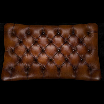 Oskar Chesterfield Footstool by Tetrad in Hand Antiqued Buffalo Leather