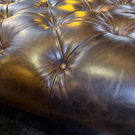 Oskar Italia Chesterfield Footstool in Columbus Leather