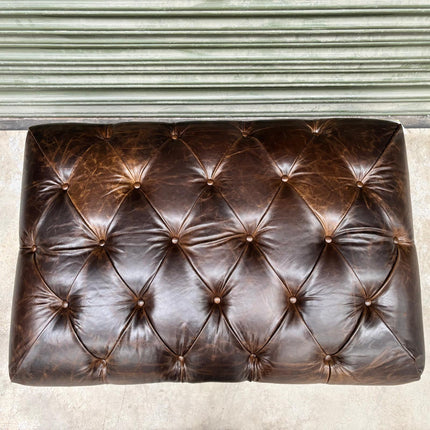 Oskar Italia Chesterfield Footstool in Columbus Leather