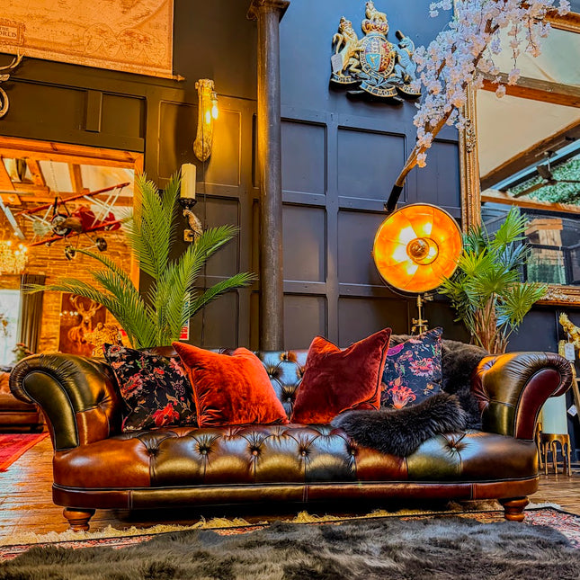 Oskar 4 Seater Chesterfield Sofa in Antique Patchwork Leather