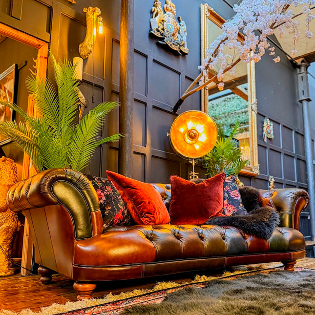 Oskar 4 Seater Chesterfield Sofa in Antique Patchwork Leather
