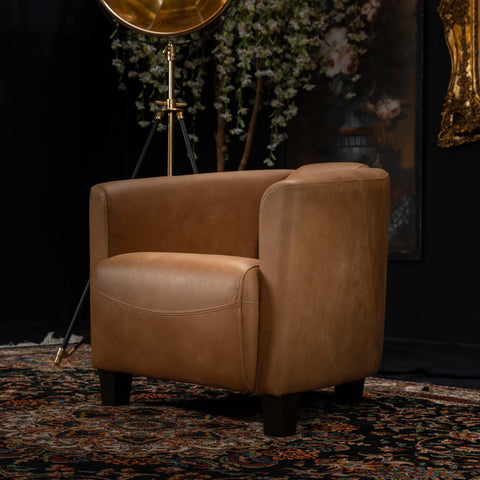 Othio Rocket Chair in Light Tan Leather - Clearance