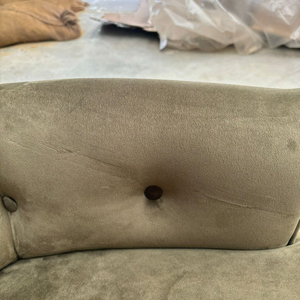 Selfridges Buttoned Wing Back Chair in Plush Khaki & Midnight Haze - Clearance