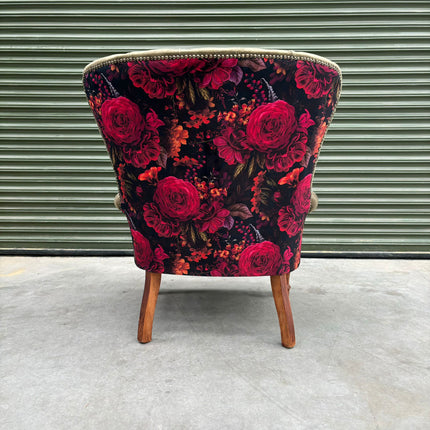 Selfridges Buttoned Wing Back Chair in Plush Khaki & Midnight Haze - Clearance