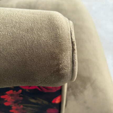 Selfridges Buttoned Wing Back Chair in Plush Khaki & Midnight Haze - Clearance