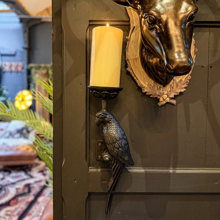 Pair of Large Black Parrot Wall Scones