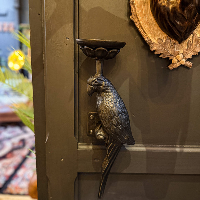 Pair of Large Black Parrot Wall Scones