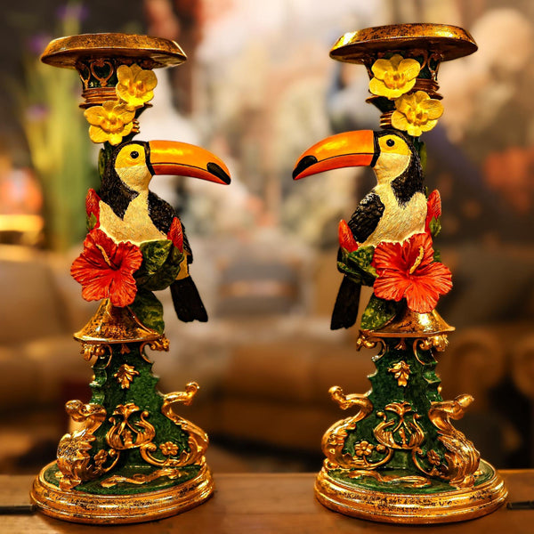 Pair of Ornate Toucan Candle Holders – Vintage Sofa