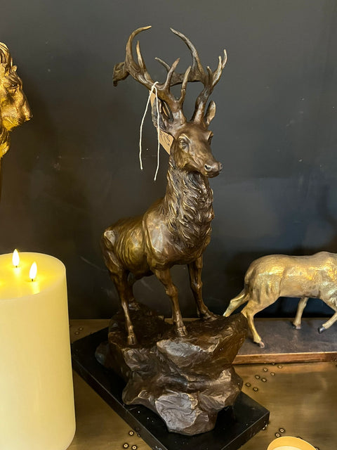 Stag on Marble Base