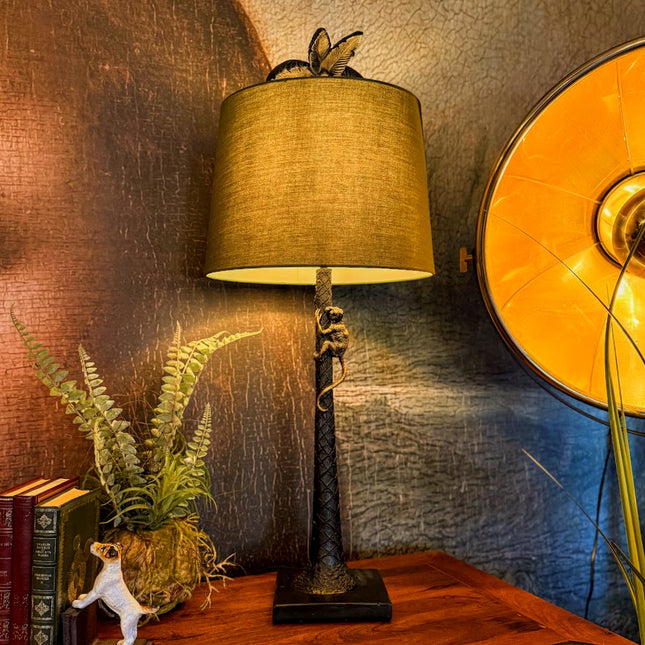 Palm Tree Table Lamp with Green Shade