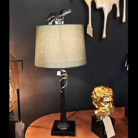 Palm Tree Table Lamp with Green Shade