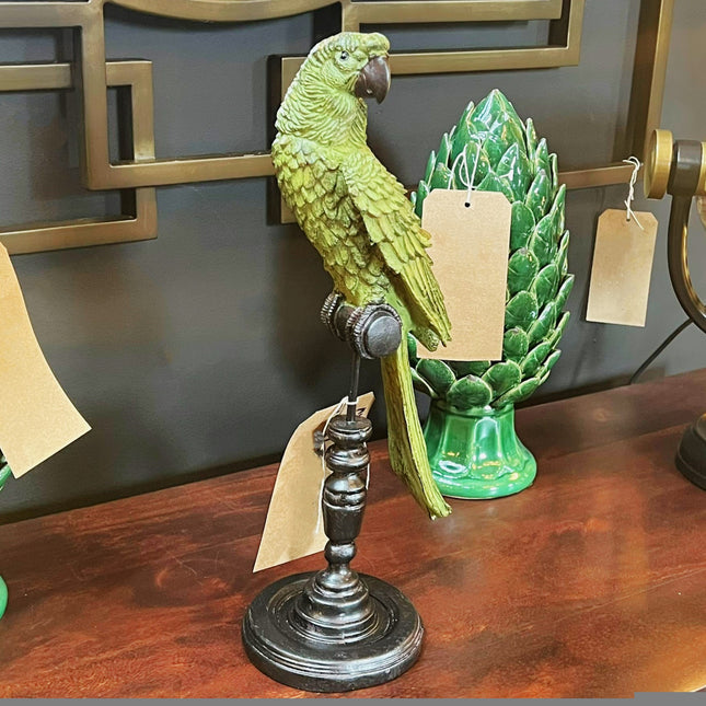 Parrot On Perch Figure Green