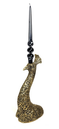 Antique Gold Peacock Head Candle Holder