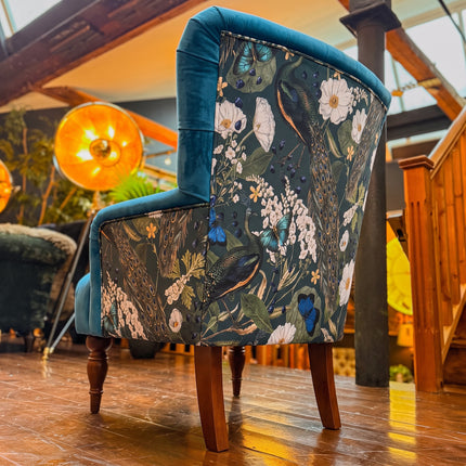 Pemberlay Chesterfield Armchair in Peacock Teal & Teal Velvet