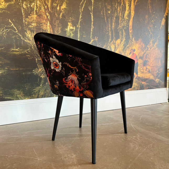 Peter Dining Chair in Black Ebony & Fantasia Floral - Clearance