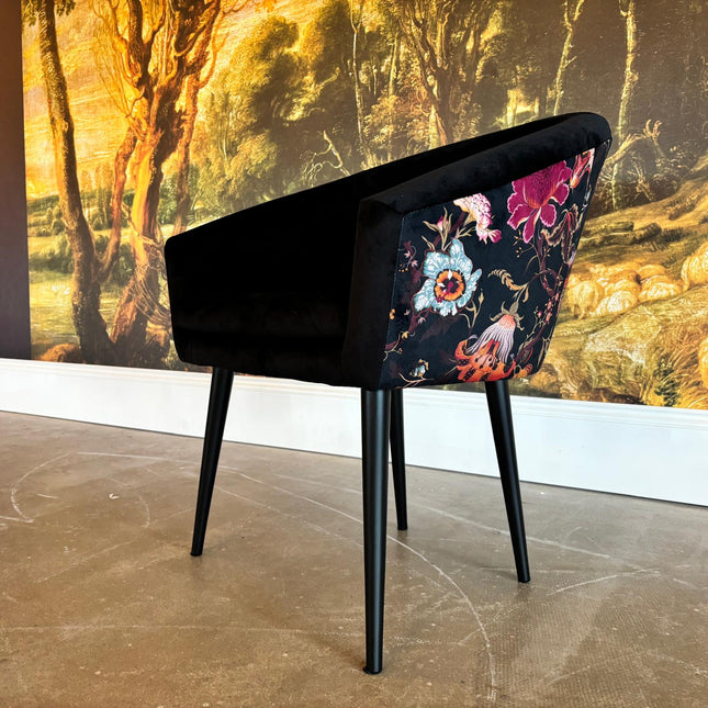 Peter Dining Chair in Black Ebony & Fantasia Floral - Clearance