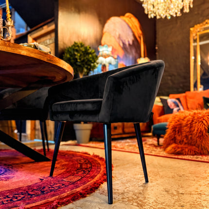 Peter Dining Chair in Black Ebony Velvet 