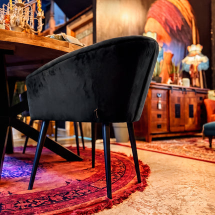Peter Dining Chair in Black Ebony Velvet 